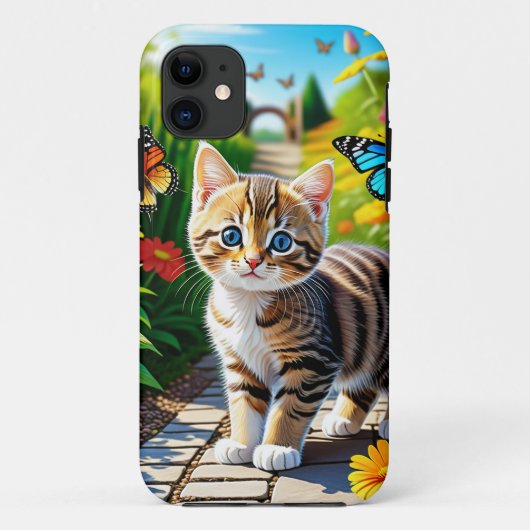 Kat en vlinders Case-Mate iPhone case (Achterkant)