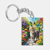 Kat en vlinders sleutelhanger (Voorkant Links)
