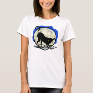 Kat en volle maan t-shirt