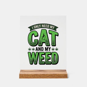 Kat En Wiet Retro Gravure T-Shirt Ontwerp_1 Acryl Bord