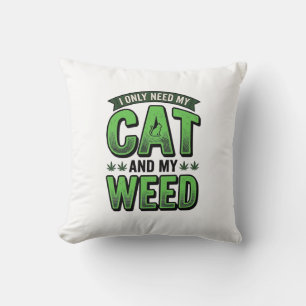 Kat En Wiet Retro Gravure T-Shirt Ontwerp_1 Kussen