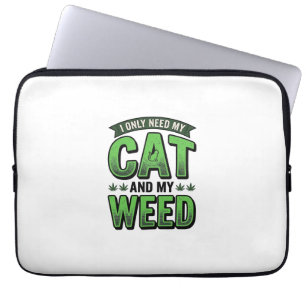 Kat En Wiet Retro Gravure T-Shirt Ontwerp_1 Laptop Sleeve