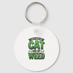 Kat En Wiet Retro Gravure T-Shirt Ontwerp_1 Sleutelhanger