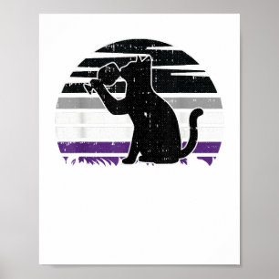 Kat en wijn aseksuele pride retro Drink LGBT-Q Poster