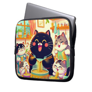 Kat eten Noodlese met vrienden Electronics Bag Laptop Sleeve