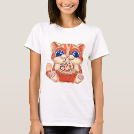 Kat Eten Pizza kleur T-shirt