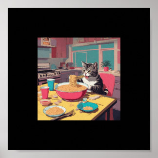 Kat Eten Ramen Noedels poster