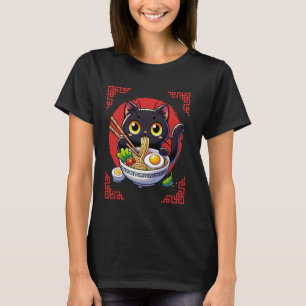 Kat Eten Ramen Noodles Stijl Japanse Ar T-shirt