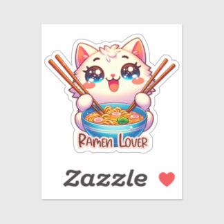 Kat Eten Ramen, Schattigee Kawaii, kat sticker