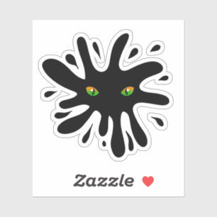Kat Eyes kijkt uit naar een zwart blok Sticker