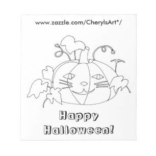 Kat Face Pumpkin Happy Halloween Colour Notitieblo Notitieblok