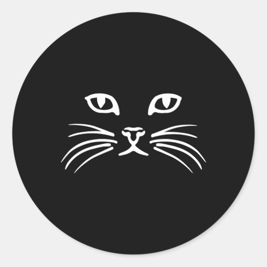 Kat Face Ronde Sticker (Voorkant)