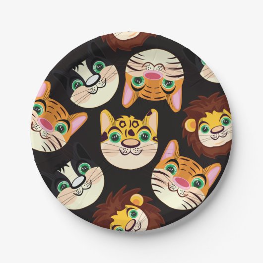 Kat faces papieren bordje (Voorkant)