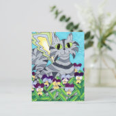 Kat Fairy met Pansies Briefkaart (Staand voorkant)