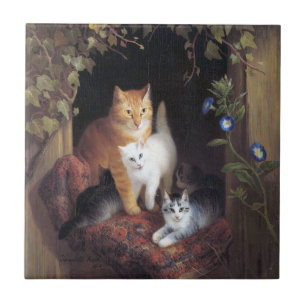 Kat Familie en Ivy Leaf van Henriette Ronner-Knip Tegeltje