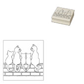 Kat Familie Liefde Rubberstempel (Gestempeld)