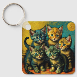 Kat familie sleutelhanger
