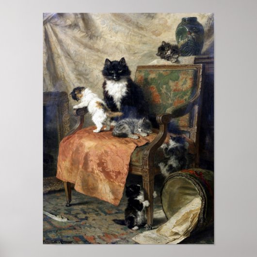 Kat Family, Henriëtte Ronner-Knip Poster (Voorkant)