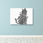 Kat-filhouet van kleur - Kies achtergrondkleur Canvas Afdruk (Insitu (Houten vloer))