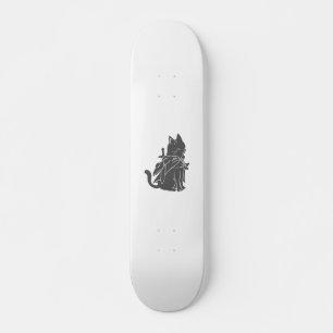 Kat-filhouet van kleur - Kies achtergrondkleur Skateboard
