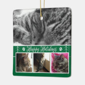 Kat Foto Collage Green-kerstversiering Keramisch Ornament (Links)