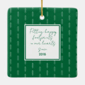 Kat Foto Collage Green-kerstversiering Keramisch Ornament (Achterkant)