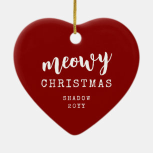 Kat Foto Meowy Kerstmis Rustic Heart Shape Keramisch Ornament