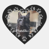 Kat Foto Pet Paw Print Lijst Hart Sticker (Voorkant)
