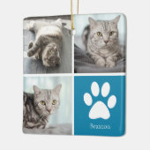 Kat-fotocollage Kute Blue-Kerstmis Keramisch Ornament (Links)
