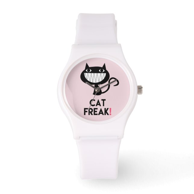 Kat Freak! Fun Roze Kinderen Horloge (Voorkant)