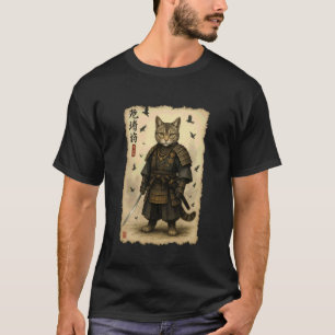 Kat Gekleed Als Een Samurai Japanse Vintage T-shirt