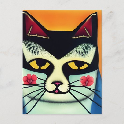 Kat gemengde media briefkaart (Voorkant)
