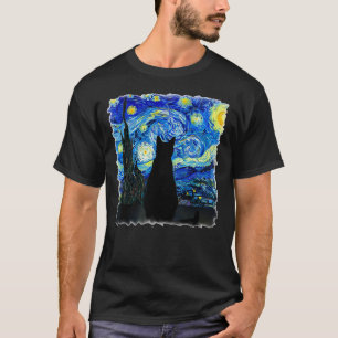 Kat geniet van een Sterrennacht! T-shirt