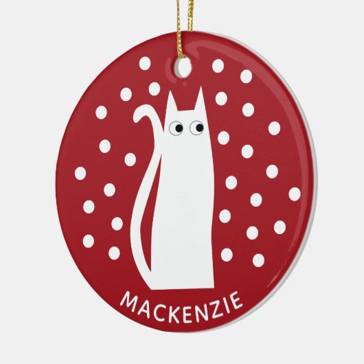 Kat Gepersonaliseerd rood wit Keramisch Ornament (Links)