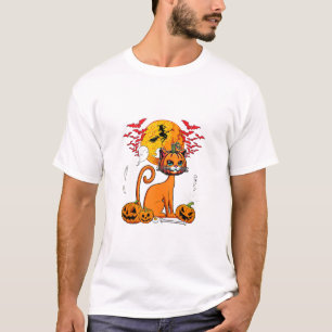 Kat Gesneden Pompoen Horror Hoofd Halloween Eigena T-shirt