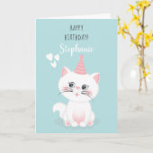 Kat Gesponnen op dag van geboorte Kaart (Gele Bloem)