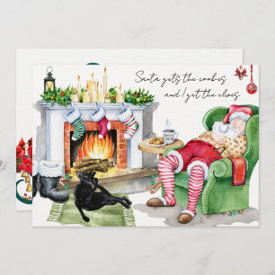 Kat Gets De Elfen Grappig Kerstmis Groet Kaart