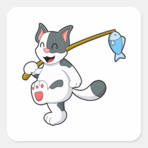 Kat Gevist met Geviste staaf Vierkante Sticker