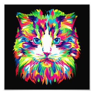 Kat Gezicht Geometrisch Prismatisch Ontwerp-32453 Foto Afdruk