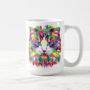Kat Gezicht Geometrisch Prismatisch Ontwerp-32453 Koffiemok