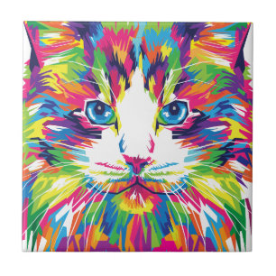 Kat Gezicht Geometrisch Prismatisch Ontwerp-32453 Tegeltje