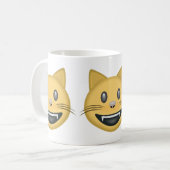 Kat-gezicht glimlachen met open mond moji koffiemok (Voorkant links)