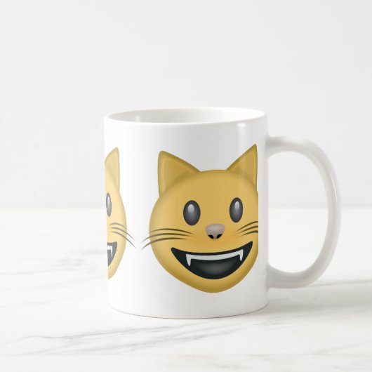 Kat-gezicht glimlachen met open mond moji koffiemok (Rechts)