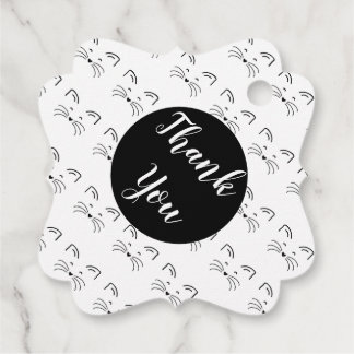 Kat gezicht, simpele lijn bedankjes labels