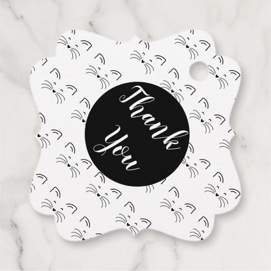 Kat gezicht, simpele lijn bedankjes labels (Achterkant)