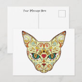 Kat gezicht Suikerhuid | Dag van de dode kat Briefkaart (Voorkant / Achterkant)