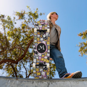 Kat gezichten schattig kittie huisdieren doodle pa skateboard