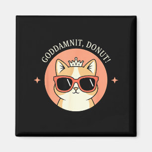 Kat - Godit, Donut! Sy Retro Kat Liefhebber Design Magneet