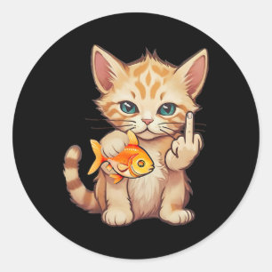 Kat Goudvis Vinger F U Het Is Mijn Vis Grappige Vi Ronde Sticker