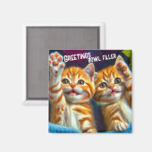 Kat | Greetings Bowl Filler Funny Kitten Fridge Magneet (Voorkant / Achterkant)